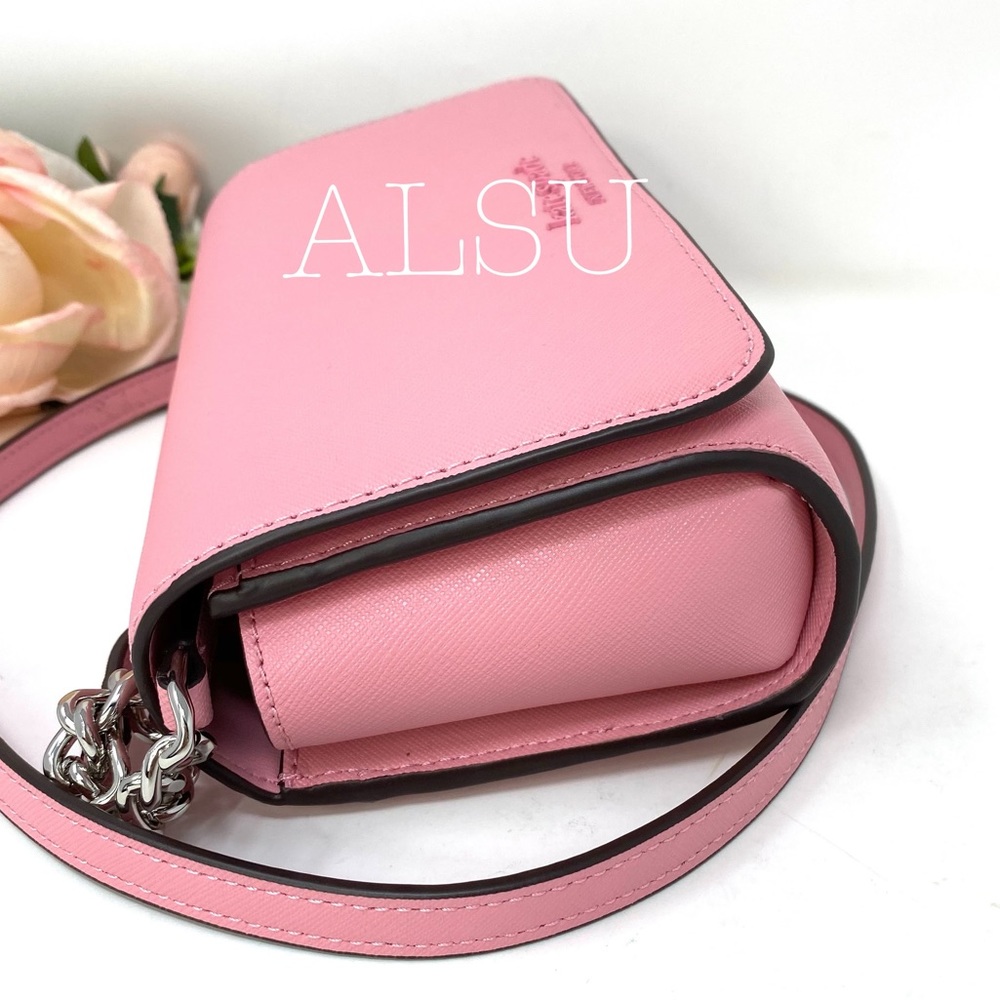 Kate♠️Spade Small Flap Crossbody Bag Monotone Pink - Picture 4 of 8